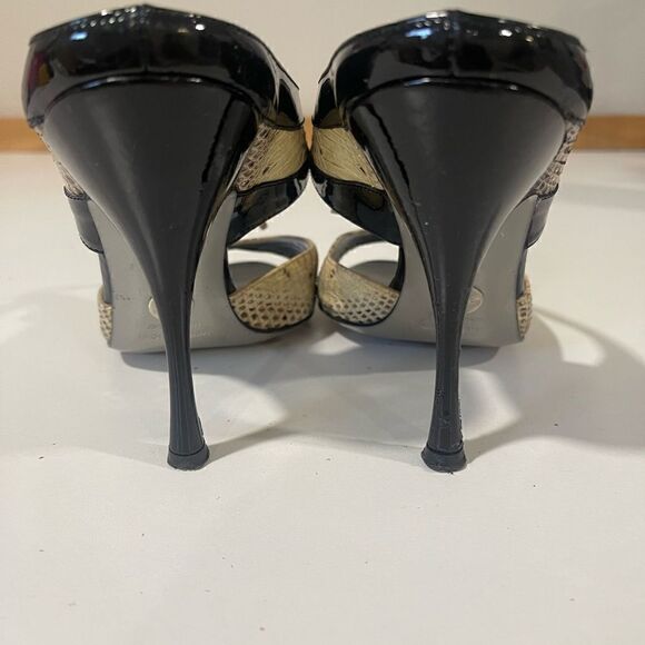 Dolce & Gabbana Snakeskin and Patent Leather Open Toe Heels - Picture 9 of 10
